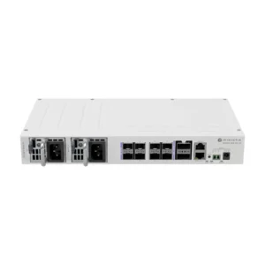 Interfaces RJ45 Ports (1) 100 Mbps SFP Ports (8) 25G SFP28, (2) 100G QSFP28 Communication Interface RJ45 Management Ethernet System Specification Chipset QCA9531, 1 core, 650 MHz RAM 128 MB Storage Memory 32 MB Power Power Method AC/DC Adapter, 802.3bt PoE++ Power Supply Internal x2 redundant PSU Supported Input Voltage 36 - 57 V DC, 100 - 240 V AC Max Power Consumption 45 W Power Connector DC Plug 2.1 x 5.5 mm, 2-pin, 3 mm Physical Parameters Color White Material Metal Ingress Protection Code IP20 Dimensions 320 x 185 x 44 mm Operating Temperature -40 °C to 70 °C Environment Indoor Form Factor Rack-mounted 10" Number of Rack Units 1U Mounting Method RackMount Package Contains External Power Supply Not Included Software MikroTik RouterOS Level 5